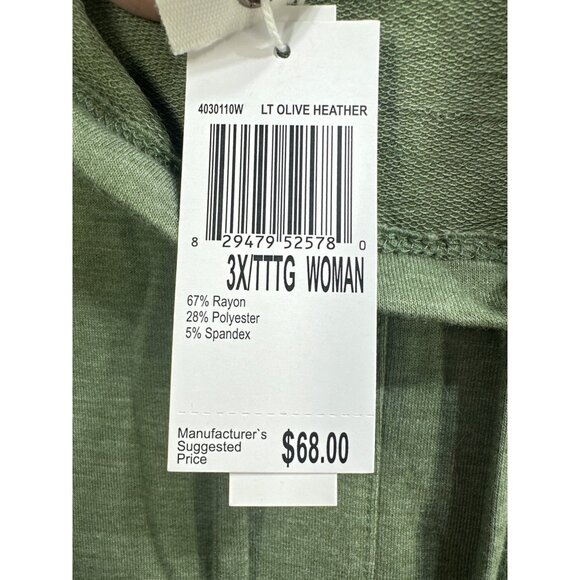 NWT Workshop Republic Clothing Womens 3X Cowl Neck Long Sleeve Olive Heather Top - Picture 3 of 8